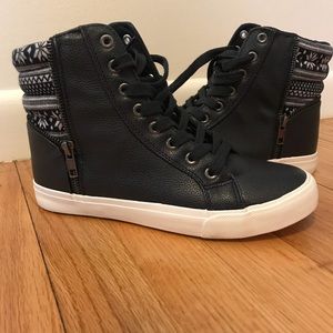 Navy high top sneakers